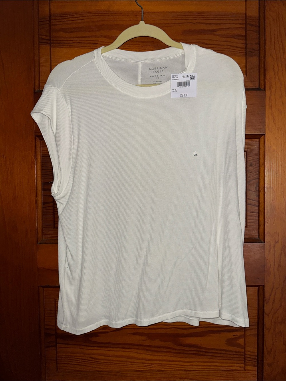 American Eagle Outfitters White Sleeveless Ribbed Tank Top